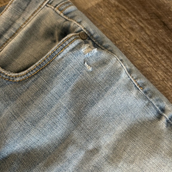 LOFT Blue Ankle Cropped Jeans with Frayed Hem - Picture 6 of 9